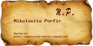 Mikolovits Porfir névjegykártya
